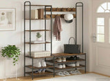 Coat Stand with Shoes Bench Smoked Oak 120.5 x 34 x 190 cm 8012040