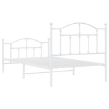 Metal Bed Frame without Mattress with Footboard White 100x190cm 353500