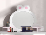 Bunny-Design Kids Dressing Table, with Mirror and Stool - White and Pink T3398P347986