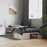 Metal Bed Frame without Mattress with Headboard White 90x190cm 352360