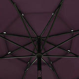 3-Tier Garden Parasol with Aluminium Pole Bordeaux Red 3.5 m 313880