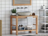 Bathroom Vanity Cabinet Solid Teak with Riverstone Sink 246496