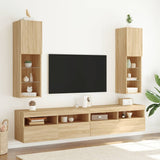 TV Cabinets with LED Lights 2 pcs Sonoma Oak 30.5x30x102 cm 837020
