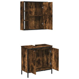 2 Piece Bathroom Furniture Set Smoked Oak Engineered Wood 3214722