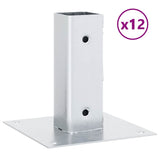 Post Bases Square 12 pcs Silver 51x51 mm Galvanised Steel 42000003