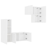 4 Piece TV Wall Units White Engineered Wood 3216428