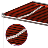 Manual Retractable Awning with LED 6x3 m Orange and Brown 3070205