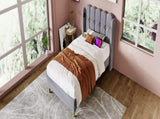 Upholstered Single with USB and Type-C Charging, Frame with Wooden Slatted Frame, Teenager N601P288477G