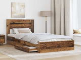 Bed Frame with Headboard Old Wood 100 x 200 cm Engineered Wood 3410025