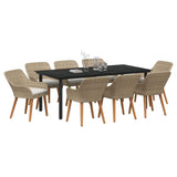 Garden Dining Set with Cushion 9 pcs Beige Poly Rattan 3261704