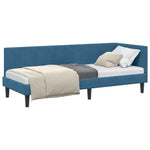 Corner Bed Frame with Headboard Blue 80 x 200 cm Velvet 42016327