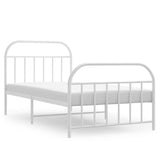 Bed Frame White Steel Single Bed Frame Rectangular Durable 353696