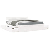 Bed with Drawers and Mattress White 180x200 cm Super King Solid Wood Pine 3281890