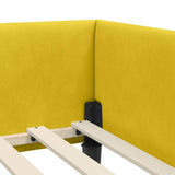 Corner Bed Frame with Headboard Yellow 90 cm x 200 cm Velvet 42016160