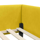 Corner Bed Frame Yellow 100 x 200 cm Velvet and Engineered wood 42016170