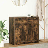 Sideboard with Drawer Smoked Oak 80x34x76 cm Engineered Wood 861539