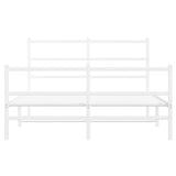 Metal Bed Frame without Mattress with Footboard White 140x190cm 355432