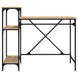 Desk with Shelves Sonoma Oak 105x50x90 cm Engineered Wood&Iron 826715