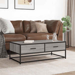 ZNTS Coffee Table Grey Sonoma 100x50x35 cm Engineered Wood and Metal 848782