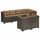 7-Seater Garden Sofa with Cushions Rattan Look PP Light Grey 3444172