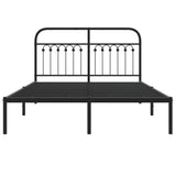 Metal Bed Frame without Mattress with Headboard Black 140x200cm 376601