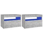 Bedside Cabinet & LED Lights 2 pcs Concrete Grey 60x35x40 cm 3082783