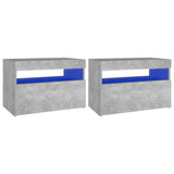 Bedside Cabinet & LED Lights 2 pcs Concrete Grey 60x35x40 cm 3082783
