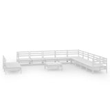 12 Piece Garden Lounge Set Solid Wood Pine White 3083150