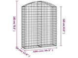 Arched Gabion Basket 100x30x160/180 cm Galvanised Iron 153428