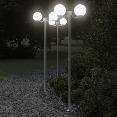 ZNTS Outdoor Floor Lamps 3pcs Silver 215 cm Stainless Steel 4006389