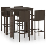 5 Piece Outdoor Bar Set with Armrest Poly Rattan Brown 3064810