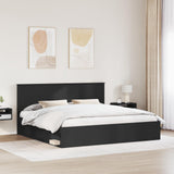 Bed Frame with Headboard Black 200 x 200 cm Solid Pine Wood 3410966