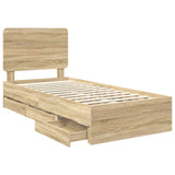 Bed Frame with Drawer Sonoma Oak 100 x 200 cm Engineer Wood 3412625