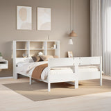 Bookcase Bed without Mattress White 120x190 cm Small Double Solid Wood Pine 3323006