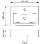 Ceramic Bathroom Sink Basin Faucet/Overflow Hole Black Rectangular 141933