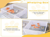 7 Panels Playpen with 3 Doors for Baby Dogs, Two-Room Design Puppy Whelping Box - White T3398P349737