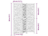 Room Divider 3 Panels Black Solid Wood Paulownia 358751