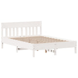 ZNTS Bookcase Bed without Mattress White 135x190 cm Double Solid Wood Pine 3323192