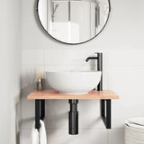 Basin Shelf Wall Mounted Steel and Solid Wood Oak 3302605