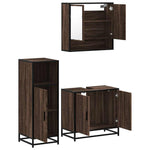 ZNTS 3 Piece Bathroom Furniture Set Brown Oak Engineered Wood 3300979