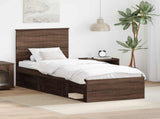 Bed Frame with Headboard Brown Oak 75 x 190 cm Solid Pine Wood 3411079