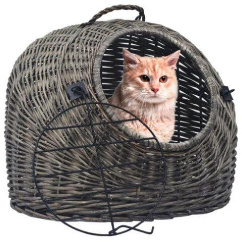 ZNTS Cat Transporter Grey 50x42x40 cm Natural Willow 170905