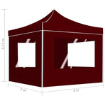 Professional Folding Party Tent with Walls Aluminium 2x2 m Bordeaux 48933