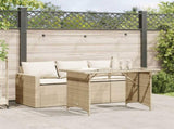 2 Piece Garden Dining Set with Cushions Beige Poly Rattan 366332