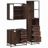 3 Piece Bathroom Furniture Set Brown Oak Engineered Wood 3301139