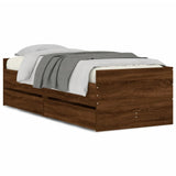 Bed Frame Brown oak Engineered wood, Plywood Single Bed Frame 3207356