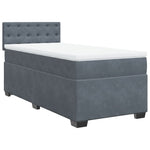 ZNTS Box Spring Bed with Mattress Dark Grey 90x200 cm Velvet 3286211