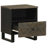 ZNTS Bedside Cabinet Black 40x33x46 cm Solid Wood Mango 4017690