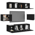 ZNTS 6 Piece TV Cabinet Set Black Engineered Wood 3078787