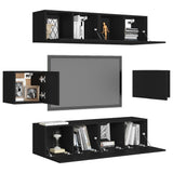 ZNTS 6 Piece TV Cabinet Set Black Engineered Wood 3078787